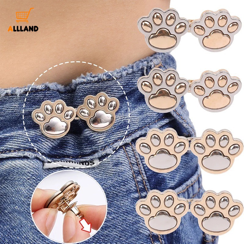 กระดุมรัดกางเกงยีน รูปกรงเล็บแมวน่ารัก ปรับได้ แบบเปลี่ยน DIY