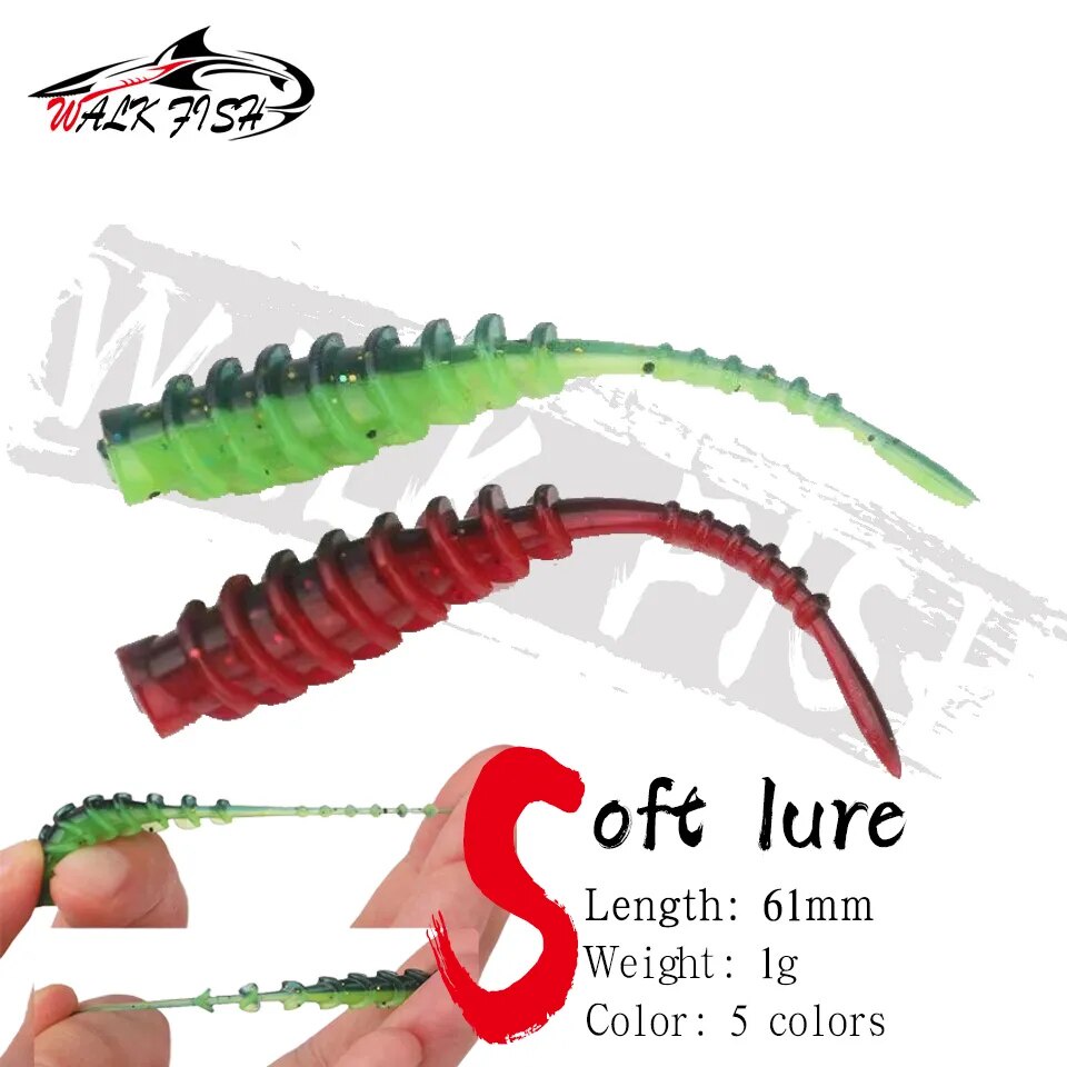 Walk FISH ใหม่ เหยื่อหนอนปลอม ซิลิโคนนิ่ม 61 มม. สําหรับตกปลา 20 ชิ้น