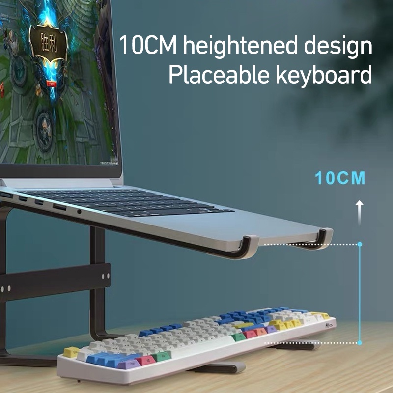 แท่นวาง Notebook Macbook อะลูมิเนียม ที่รองโน๊ตบุ๊ค มียางกันรอย รองรับจอขนาด 10-18 นิ้ว รับน้ำหนักได้ 50KG จัดเก็บง่าย
