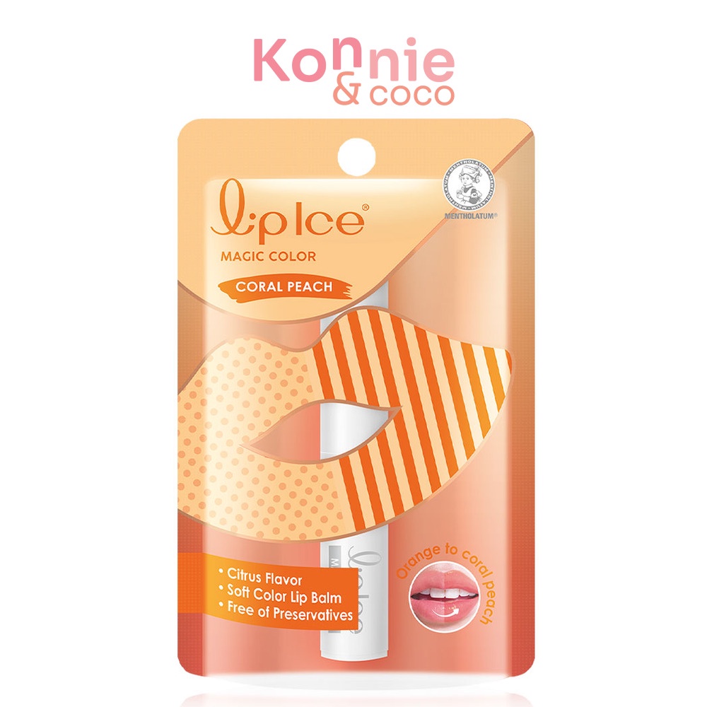 ลิปไอซ์ Mentholatum Lipice Magic Color 2g ลิปบาล์มสีโทนคลอรัล พีชอย่างเป็นธรรมชาติ กลิ่นซิตรัส.