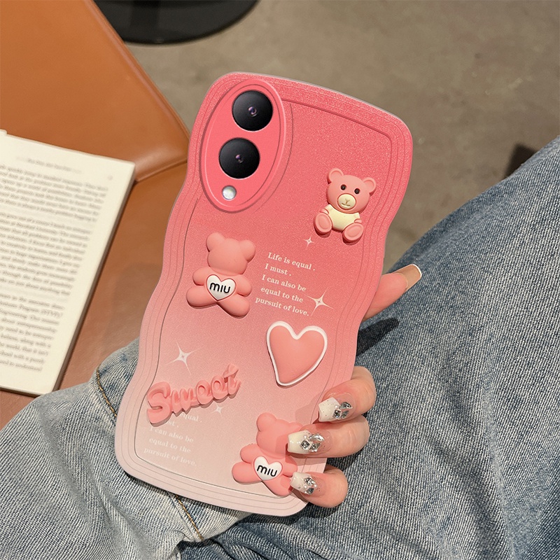 เคสโทรศัพท์มือถือ ซิลิโคนนิ่ม ลายหมีน่ารัก 3D สําหรับ Vivo Y17S Y 17S