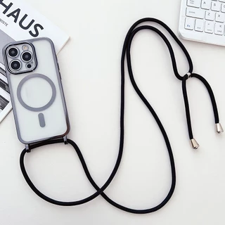แม่เหล็กโปร่งใสไร้สายชาร์จ Lanyard สําหรับ iPhone 17 16 15 Plus 14 13 12 Pro Max 11 17Air กรณีนุ่มกันกระแทก Crossbody สร้อยคอเชือกฝาครอบ