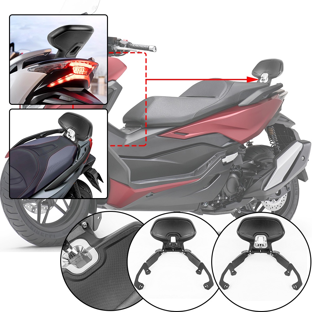เบาะพนักพิงหลังรถจักรยานยนต์ สีดํา สําหรับ HONDA For FORZA 350 2021 2022 2023 Forza350