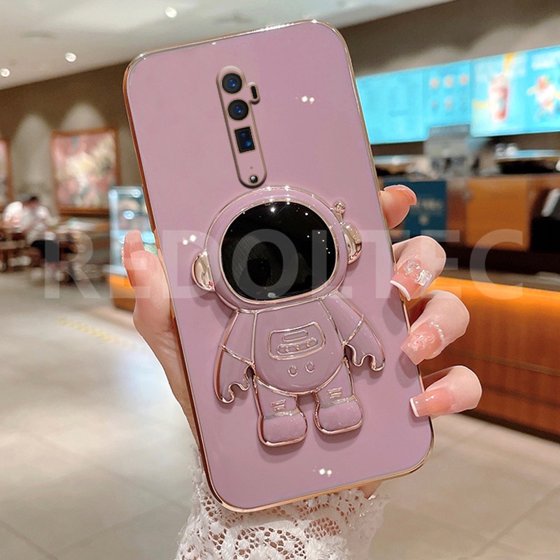 สําหรับ OPPO Reno / Reno 10X Zoom เคสซิลิโคนนิ่ม ลายนักบินอวกาศ 6D พร้อมขาตั้ง