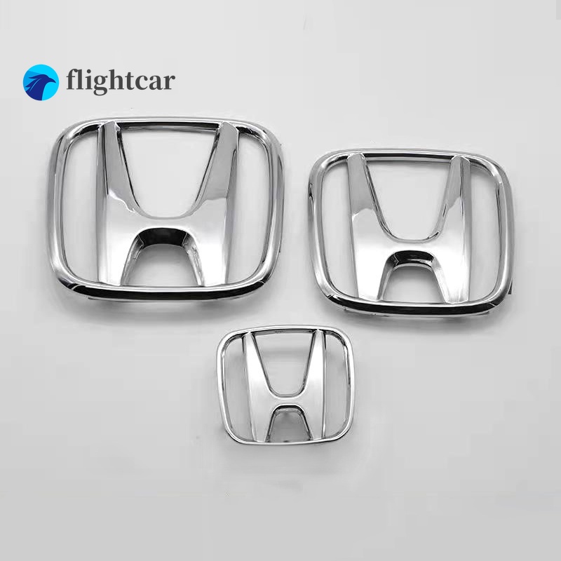 Flightcar (สีเงิน) โลโก้ Honda EMBLEM Jazz / City / HRV / Civic ES FC FB FD / BRV / GLOSSY H (ด้านหน้าและด้านหลังและพวงมาลัย)