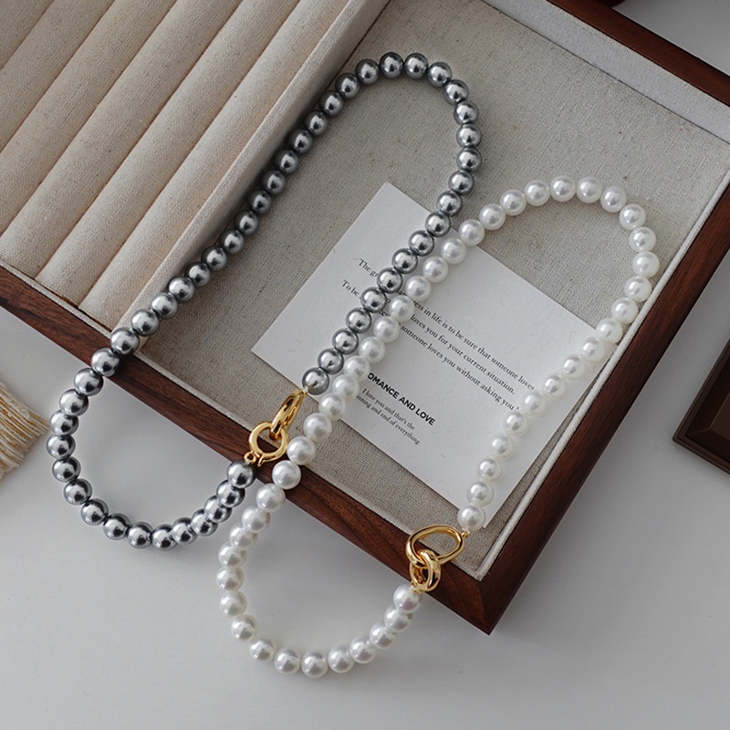 Simple Nicheภาษาฝรั่งเศสคําElegant High-End FeelingรอบStrong Light Pearlสร้อยคอขายร้อนยุโรปอเมริกันสร้อยคอClavicle Chain