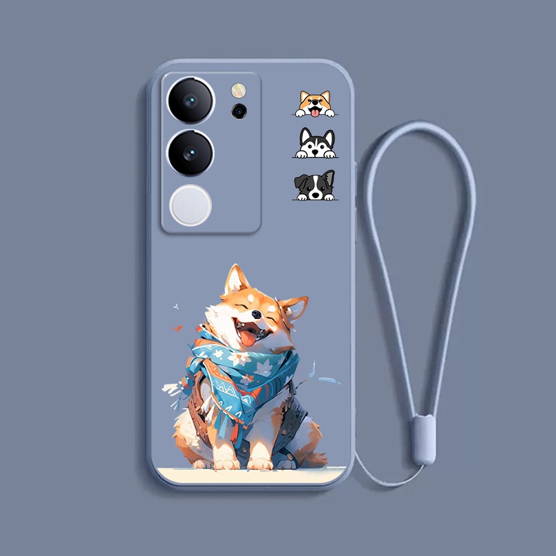 เคส Vivo V29 V27E V27 V27PRO V23 V23E V25 V25E 5G เคสโทรศัพท์มือถือแบบนิ่ม กันกระแทก ลายการ์ตูนสุนัข ผ้าพันคอ แฟชั่น สําหรับ