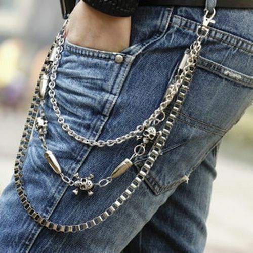 Skull OX Horn Bullet Wallet Biker Trucker Chains Punk Rock Simple Jean Key Chain