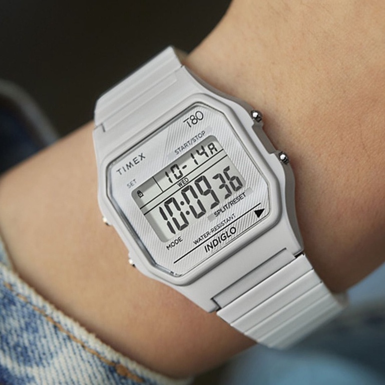 ร้านขายนาฬิกา Timex T80 TW2U93700 EXPANSION นาฬิกาข้อมือผู้หญิง สายสแตนเลส สีขาว หน้าปัด 34 มม.