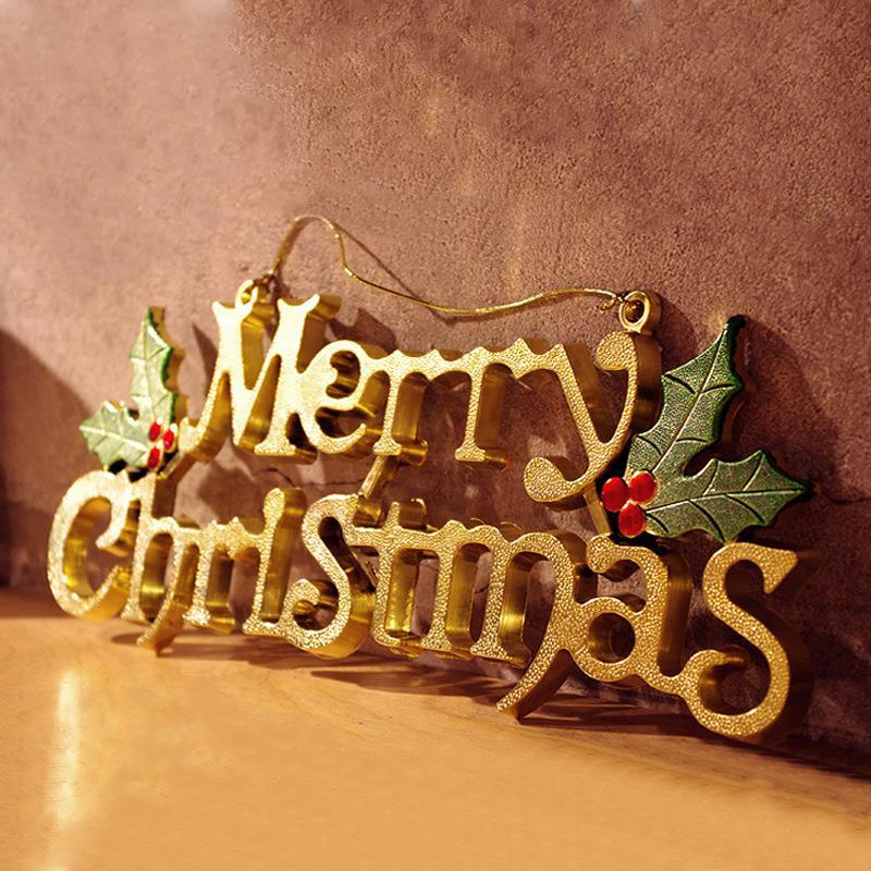 ป้ายแขวนตกแต่งต้นคริสต์มาส สีทอง สีเงิน ลายตัวอักษร Merry Christmas สําหรับแขวนประตู หน้าต่าง ปีใหม่