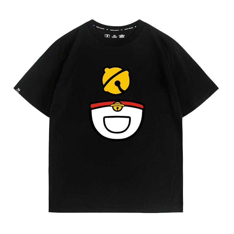 กีฬา เสื้อยืดลายการ์ตูนโดราเอมอนกระเป๋าสมบัติแขนสั้นเสื้อยืดผ้าฝ้าย ใหม่