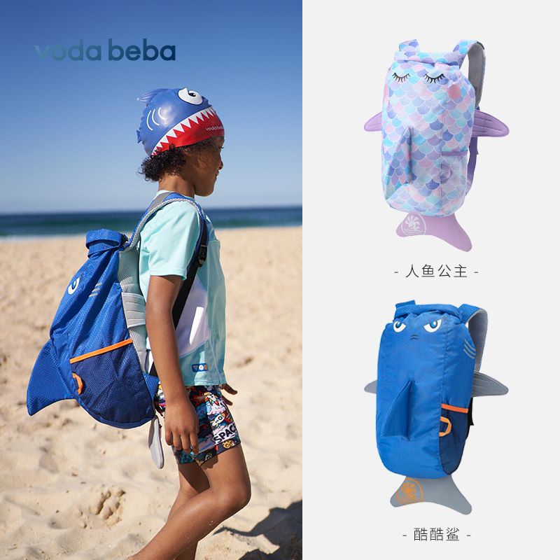 Voda BEBA กระเป๋าว่ายน้ำเด็ก แบบใหญ่ เป้ว่ายน้ำ กระเป๋าใส่ชุดว่ายน้ำ มีช่องแยกเปียกแห้ง วัสดุPVC กัน กระเป๋าไปโรง ฉลาม นางเงือก ใส่ชุดเด็ก — صورة 3