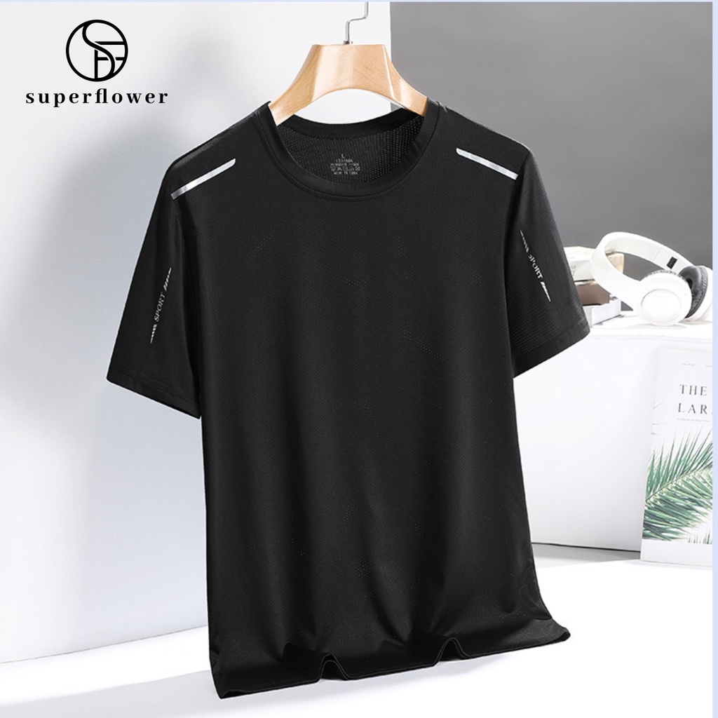 Superflower เสื้อยืด แขนสั้น ยืดหยุ่นสูง ระบายอากาศ แห้งเร็ว แฟชั่นสําหรับผู้ชาย