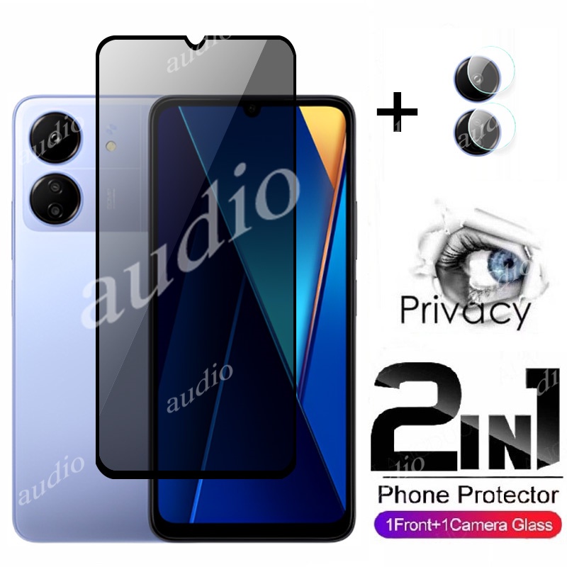 2in1 ฟิล์มกระจกนิรภัยกันรอยหน้าจอ พร้อมเลนส์กล้อง กันส่อง สําหรับ Poco c65 4G 2023 Poco c65 C 65 65C