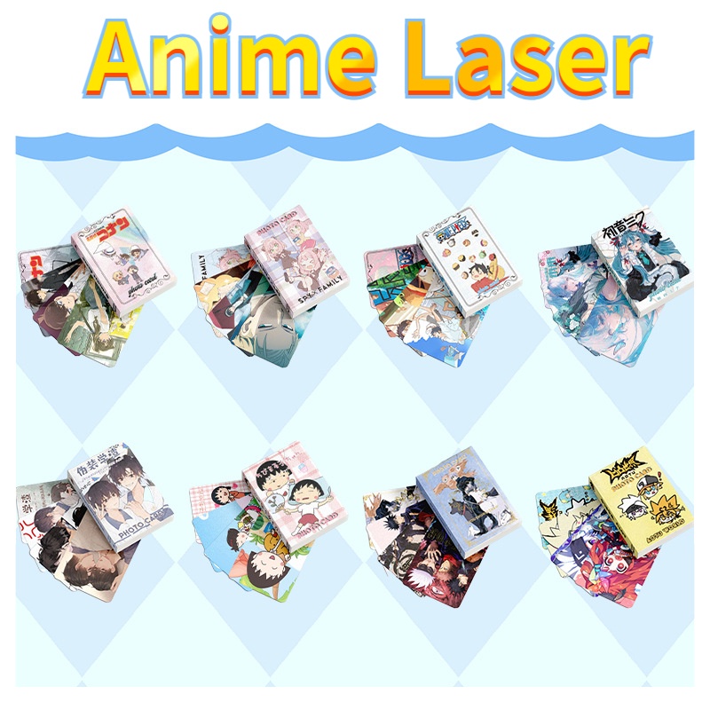 Link Click, Honkai: Star Rail, Conan, NARUTO, SANRIO, Blue LOCK, Blue Archive, Haikyuu !! โฟโต้การ์ดเลเซอร์ แฟลชโลโม่การ์ด 50 ชิ้น / กล่อง