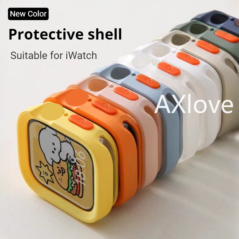 เคสนาฬิกาข้อมือ ซิลิโคนนิ่ม กันกระแทก สีแคนดี้ แฟชั่น สําหรับ Apple Watch Case Ultra 2 49 มม. 44 มม. 40 มม. 41 มม. 45 มม. iwatch Series 9 8 7 6 Se 5 4 3