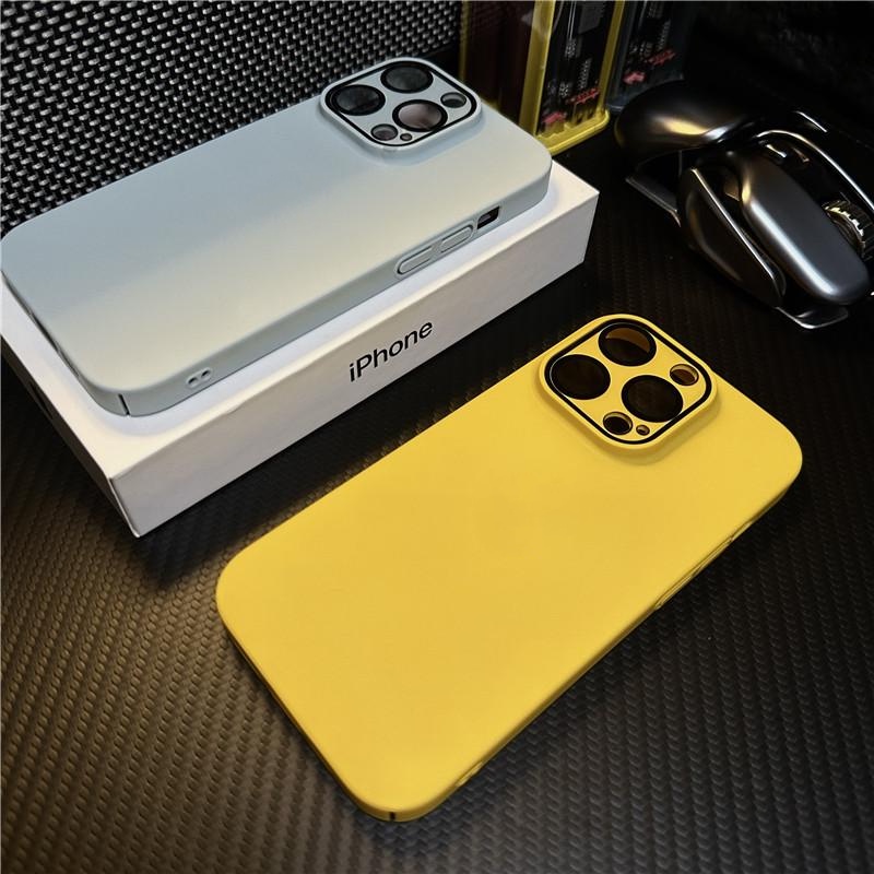 Full Coverage Slim Matte yellow 15 ProMax Case พร้อมการป้องกันเลนส์กล้องสําหรับ iPhone 15 14 13 12 11 Pro Max Hard Case