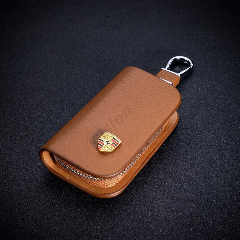 เคสรีโมตกุญแจรถยนต์หนัง แบบกระเป๋าสตางค์ สําหรับ Porsche Macan Panamera Boxster Cayman Cayenne Coupe