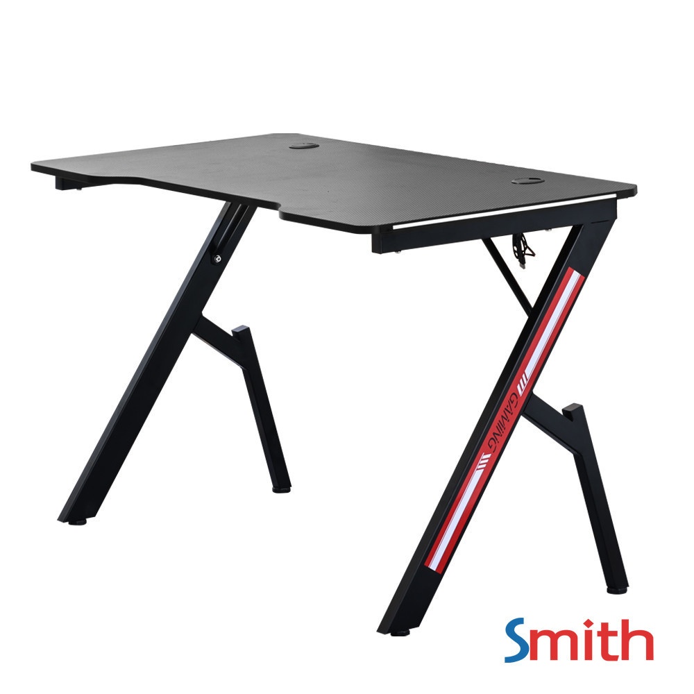 GlobalHouse SMITH โต๊ะเกมมิ่ง LED  รุ่น MERCULAR-02 ขนาด 60x120x73 ซม. สีดำ สินค้าของแท้คุณภาพดี