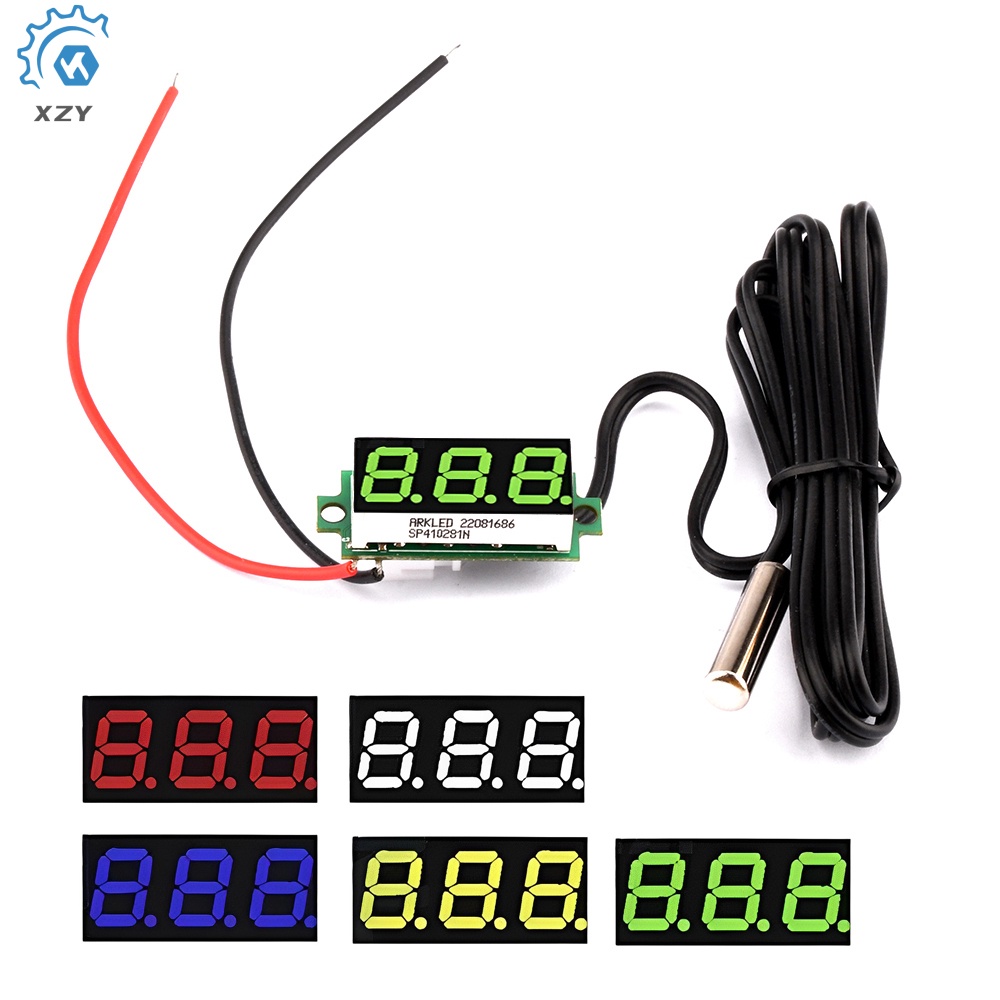 เครื่องวัดอุณหภูมิตู้เย็นดิจิตอล DC 4-28V -50~125 ℃ เครื่องวัดอุณหภูมิดิจิทัล จอแสดงผล LED ขนาดเล็ก