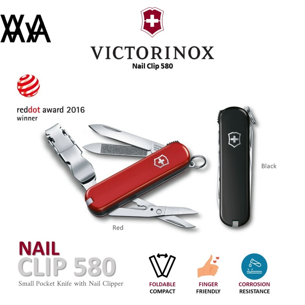 Victorinox Nail Clip 580 - Small Pocket Knife with Nail Clipper (0.6463) | มีดพับสวิส ที่ตัดเล็บ อุปกรณ์ตกแต่งเล็บ