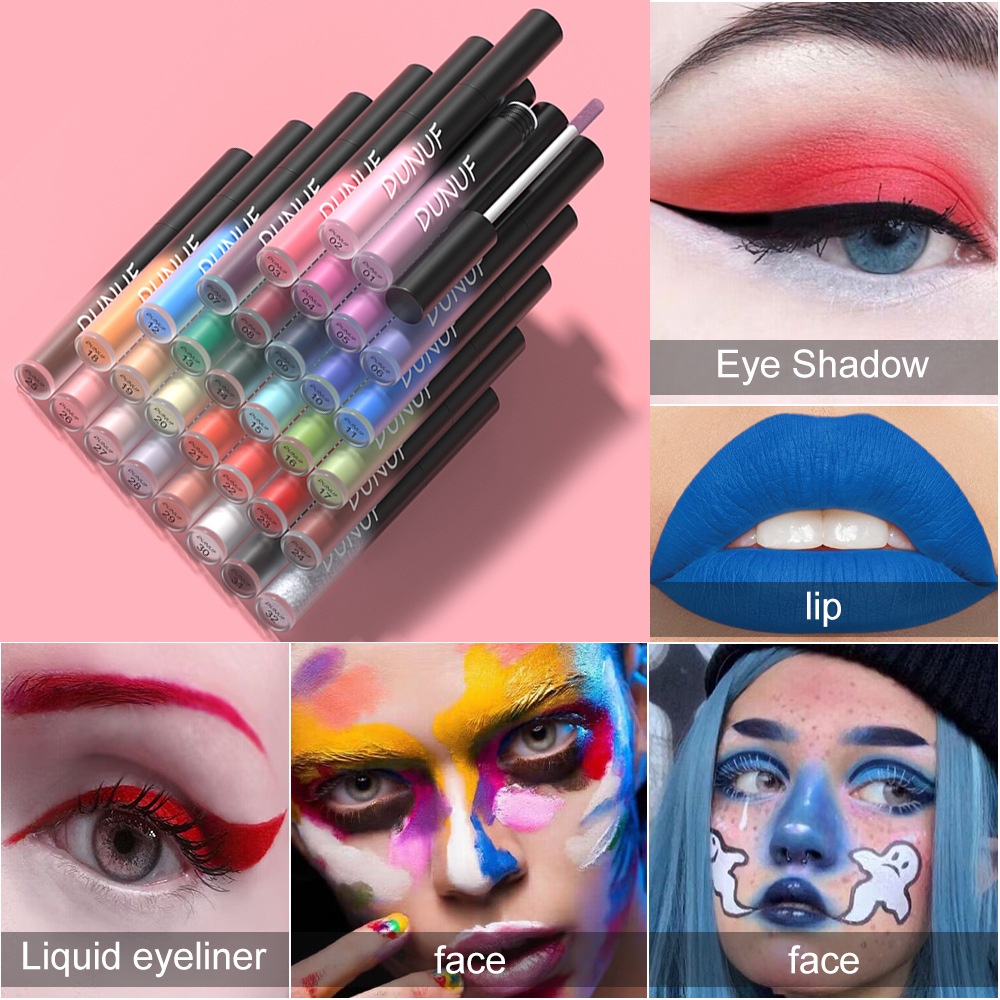 Dunuf ลิปสติก ลิปกลอส เนื้อแมตต์ 32 สี ให้ความชุ่มชื้น ติดทนนาน ไม่ติดแก้ว สีม่วง สีฟ้า สีดํา
