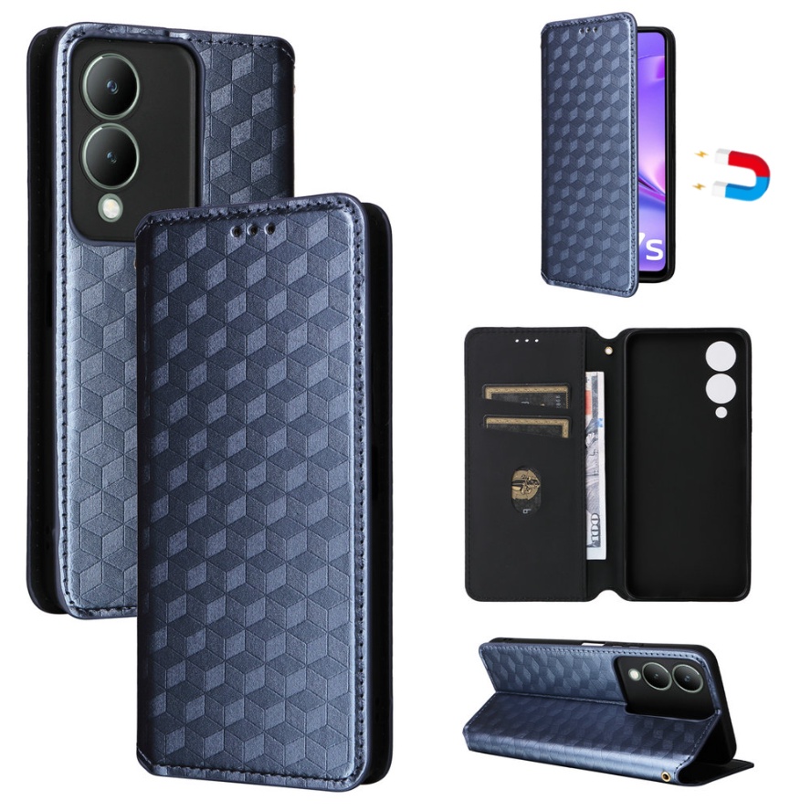 เคสโทรศัพท์มือถือหนัง ฝาพับแม่เหล็ก กันกระแทก พร้อมช่องใส่บัตร สําหรับ Vivo Y17S V29 V29e 2023 4G 5G