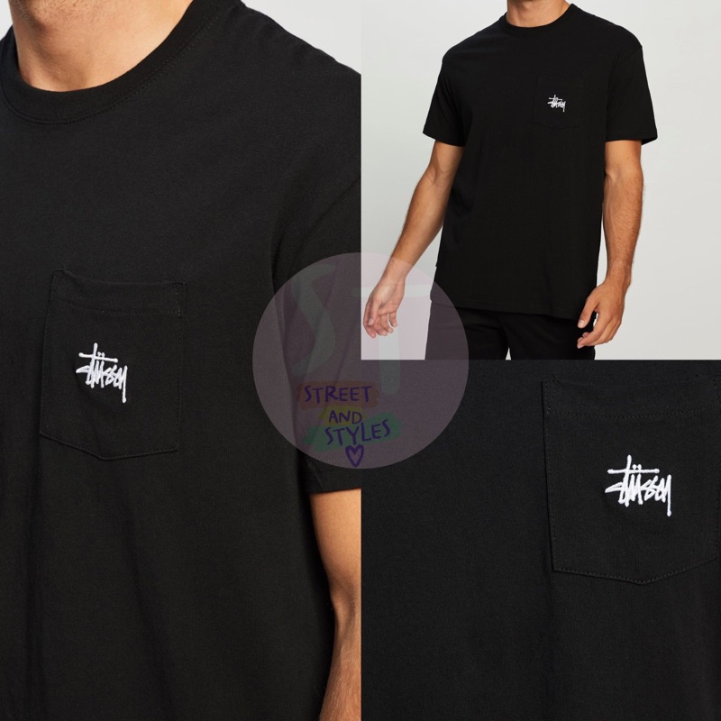 COD[แท้100%]Stussy | Pocket SS Tee เสื้อยืด มีกระเป๋าหน้า✻