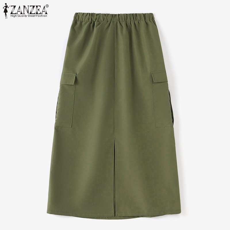 Zanzea กระโปรงคาร์โก้ ลําลอง แบบผูกเชือก สไตล์วินเทจ สําหรับผู้หญิง - รูปที่ 6