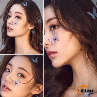 Glanxuan สติกเกอร์คริสตัล เพชรติดหน้า ผีเสื้อติดหน้า รูปผีเสื้อ DIY 3D Butterfly Sticker