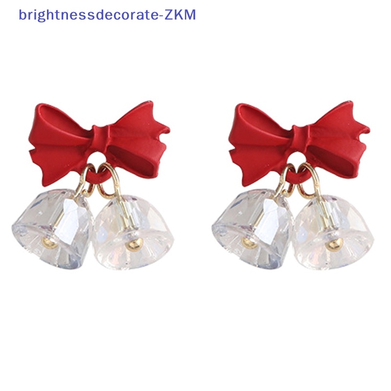 [Brightdecorate] ต่างหูสตั๊ด ประดับโบว์ คริสตัล สีแดง ของขวัญคริสต์มาส ระดับไฮเอนด์ สําหรับปีใหม่ [TH]
