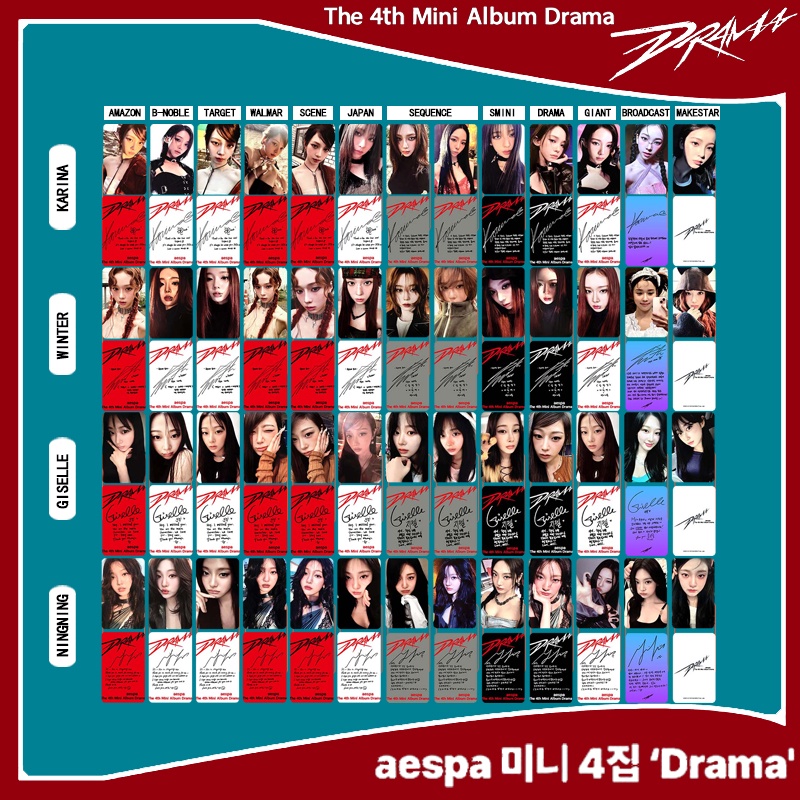 การ์ดโลโม่ อัลบั้มใหม่ Aespa DRAMA Photocards NINGNING WINTER GISELLE KARINA SOLO สินค้าราคาถูก 4-7 ชิ้น ต่อชุด