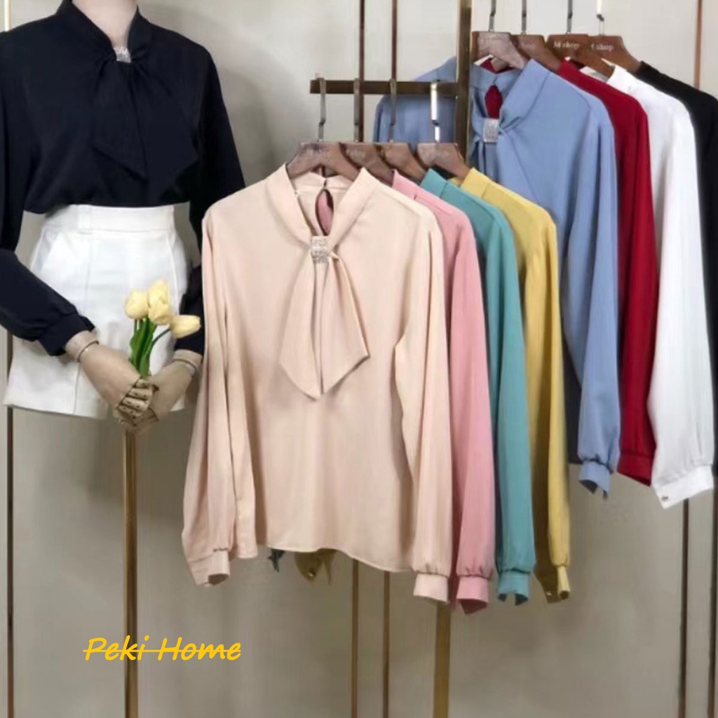 เสื้อเชิ้ตเเขนยาวเเฟชั่นสไตล์เกาหลี เสื้อเชิ้ตเเขนยาว ผ้าซาติน