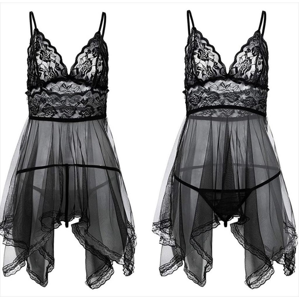 OTS 1.196 - ชุดชั้นในเซ็กซี่ V คอลูกไม้ตาข่ายเส้นใย Exotic G String Bra ชุดชุดนอนสตรี