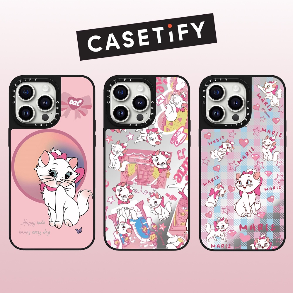 Drop proof CASETIFY mirror phone case for iPhone 15 15Pro 15promax 14 14pro 14promax hard case 13 13pro 13promax Side printing cartoon Mary Cat 12 12promax iPhone11 case high-quality