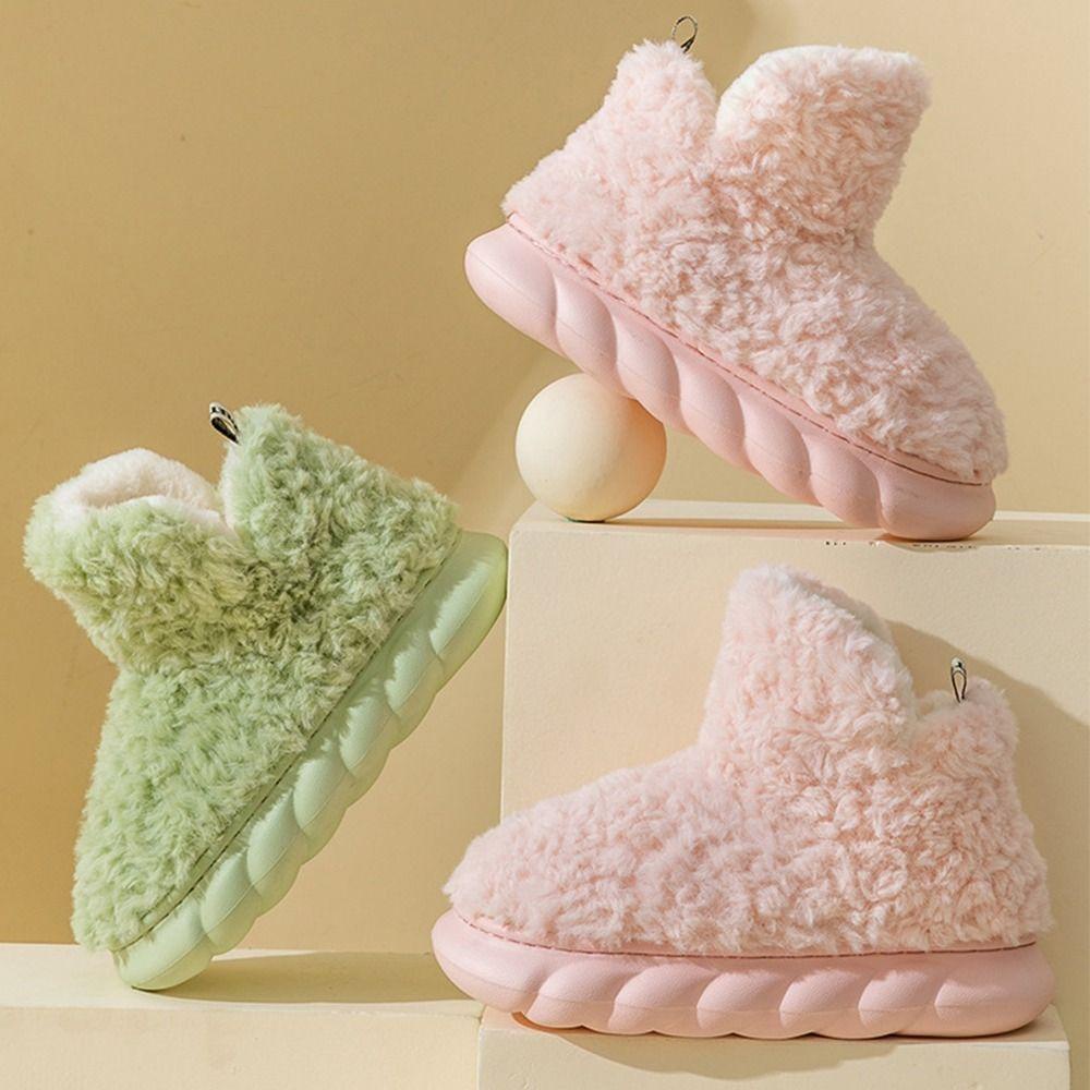 LUOYAO รองเท้าบูทหิมะ แบบสวมง่าย ขนนุ่ม สวมใส่ง่าย เหมาะสำหรับภายในบ้าน - รูปที่ 5
