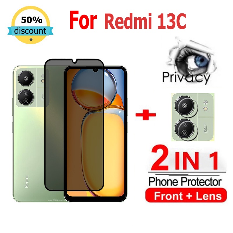 2 in 1 ฟิล์ม Redmi 13C ฟิล์มกระจกนิรภัยกันรอยหน้าจอ กันแอบส่อง กันส่อง เพื่อความเป็นส่วนตัว สําหรับ Xiaomi 13T 13 Lite Ultra POCO C65 F5 Redmi 12 Note 12 13 Pro Plus 5G