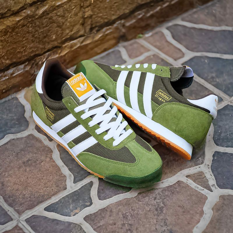 New Adidas Dragon green white solgum shoes made in Indonesia