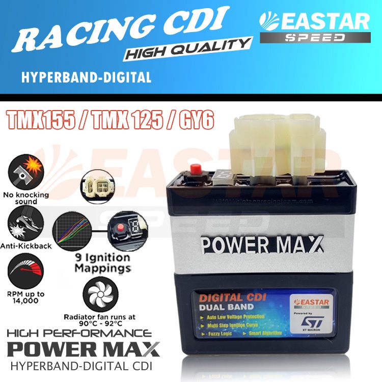 9 แผนที่ปรับได้-Racing GY6 CDI สําหรับ NOVA RS, SUPER , TENA NEW (6 พิน)
