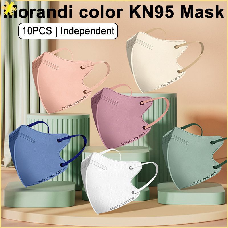 [LBE] 6d Face Mask Morandi Color 3d 4 Layer Protective Disposable Premiume Adult Mask 5/10ชิ้น