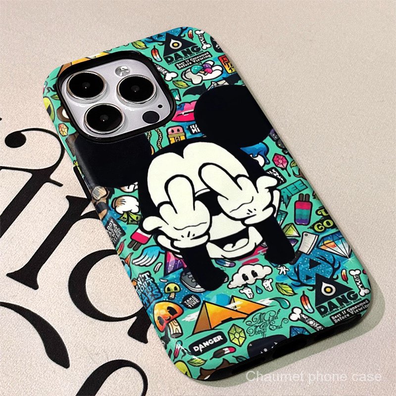เคสโทรศัพท์มือถือแบบแข็ง สองชั้น กันกระแทก ลายการ์ตูนมิกกี้เมาส์ แวววาว สําหรับ Iphone 15Promax 15Pro 14 Pro Max 14 plus 13 Pro Max 13 13pro 11 Pro Max 11 Pro X XR Xs Max 12Pro