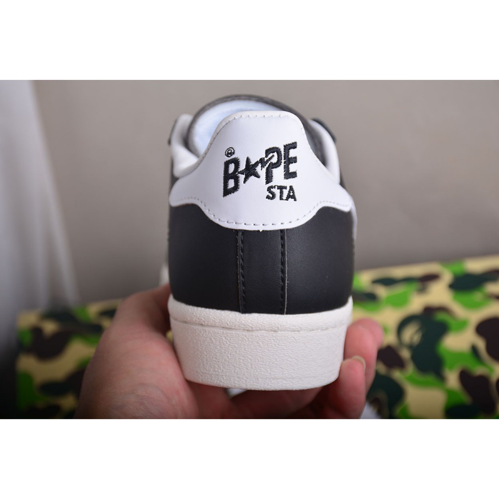 BAPE x Adidas Originals Superstar 80s รองเท้าผ้าใบ "ดำ/ขาว" สำหรับผู้ชายและผู้หญิง Hot sales แฟชั่น