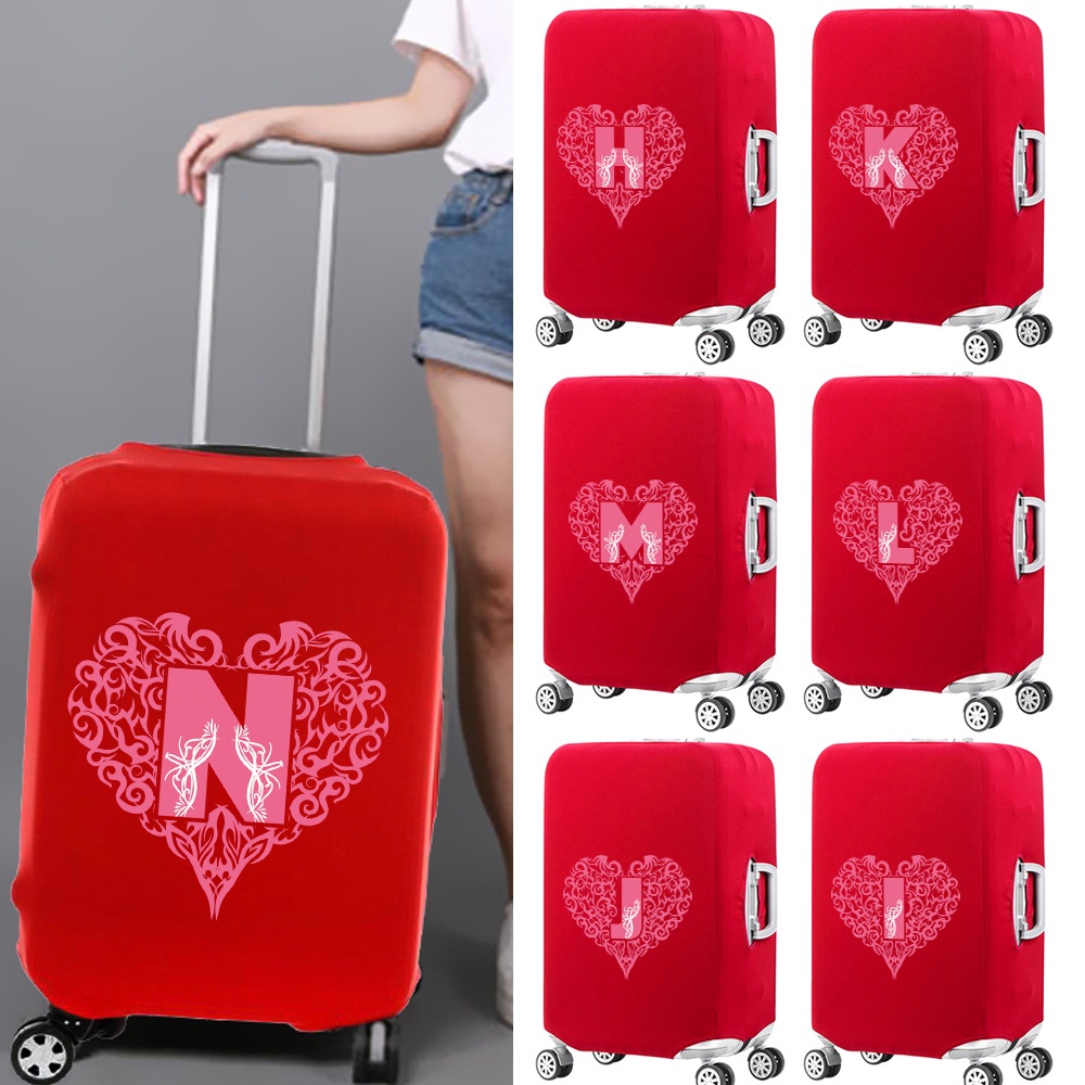 ผ้าคลุมกระเป๋าเดินทาง แบบหนา ยืดหยุ่น ป้องกันฝุ่น พิมพ์ลายตัวอักษร Love สีแดง ขนาด 18-25 นิ้ว