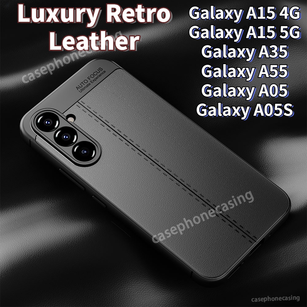 หรูหรา Retro หนังสําหรับ Samsung Galaxy A15 4G 5G A55 A35 A25 A05 A05S M34 M54 M14 5G 2023 เคสโทรศัพท์กันชนกันกระแทก Soft TPU หนังแกะปกหลัง