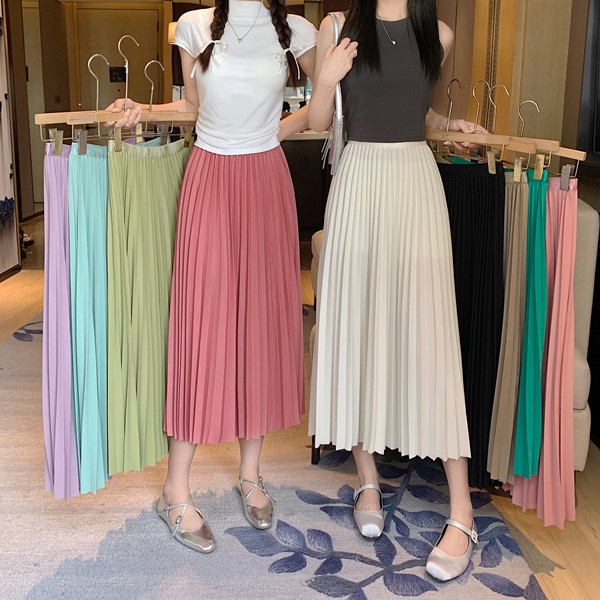869 กระโปรงพลีท ยาว 30 นิ้ว pleated skirt จีบแน่นสวย ผ้าไม่บาง กระโปรงนักศึกษา มี7สี ส่งไว พร้อมส่ง