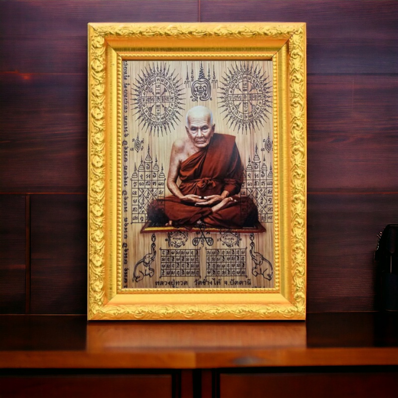 รูป รูปมงคล K03 หลวงปู่ทวด ปู่ทวด กรอบรูปพร้อมภาพมงคล ขนาด 4 x 6 นิ้ว มีขาตั้ง และ ที่แขวน