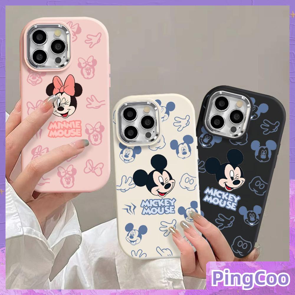 Pingcoo - เข้ากันได้สำหรับ เคสไอโฟน11 เคส iphone 11 15 pro max กรณีป้องกันลายนิ้วมือ TPU โลหะไฟฟ้ากรอบกล้องน่ารักคู่การ์ตูนหนูเข้ากันได้กับ iPhone 14 13 12 11 PRO MAX XR XS 7Plus 8 PLUS