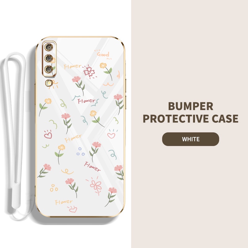 เคส Samsung Galaxy A7 2018 A750 เต็มจอ ดอกไม้เล็ก กันกระแทก ซิลิโคน เคสโทรศัพท์ ฝาครอบป้องกัน