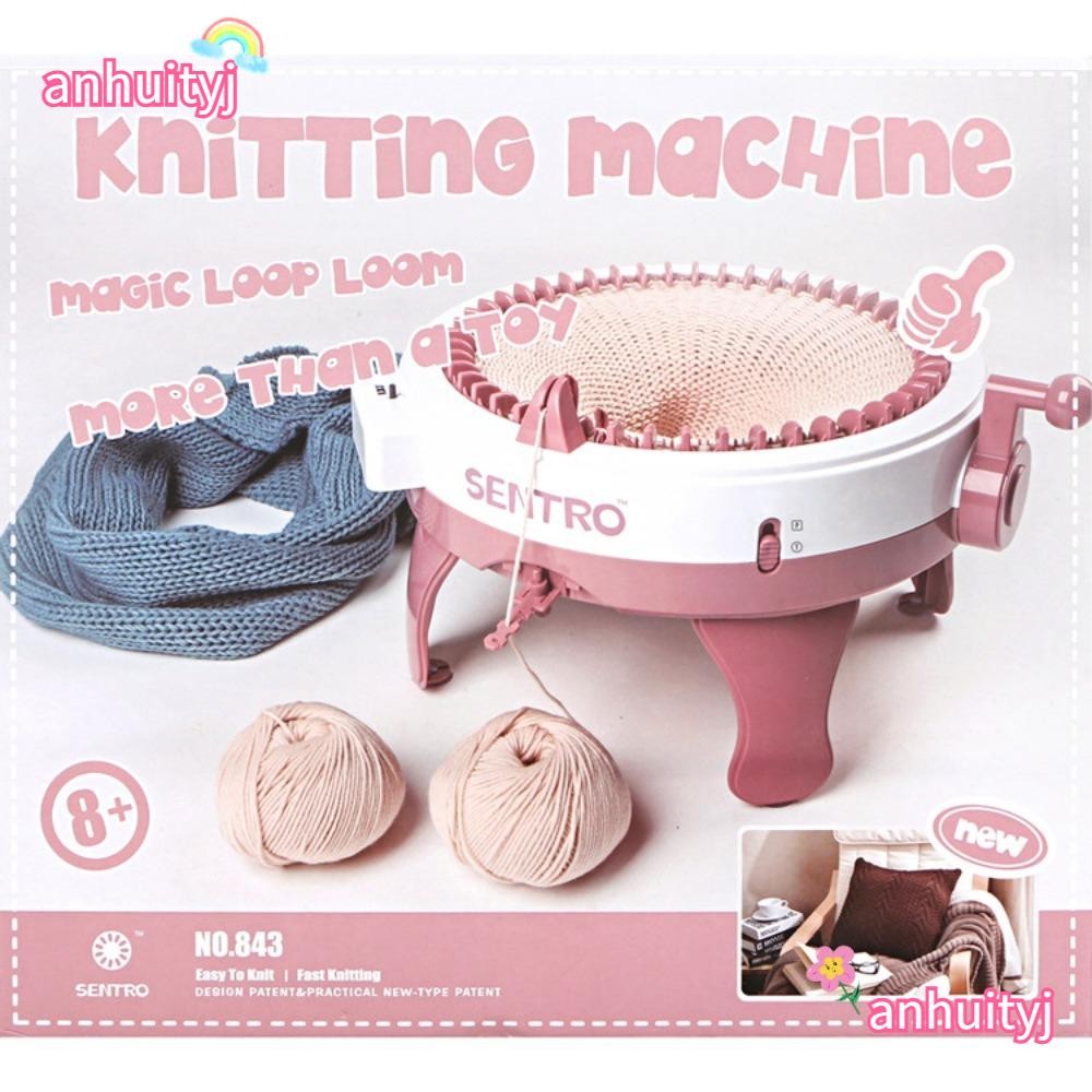 Anhuityj 48 เข็มถัก|ของเล่นเด็ก ทําเอง ทําด้วยผ้าขนสัตว์เครื่องมือคู่มืออัตโนมัติรอบมือทอผ้า เครื่องทอผ้า