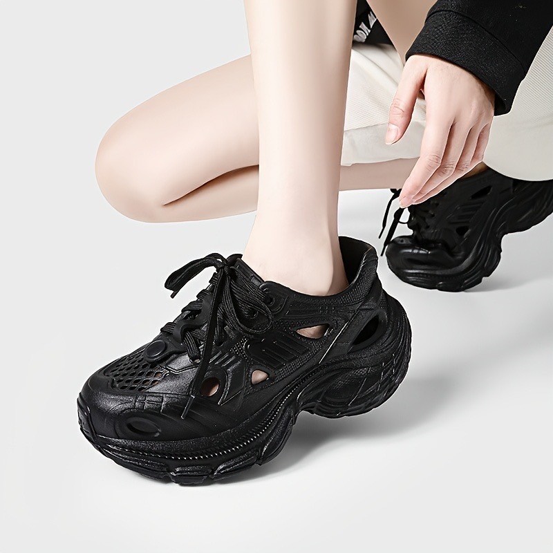 AJAYGNA รองเท้าผู้หญิง รองเท้าแตะแบบสวมแฟชั่น สไตล์ ผ้าใบ พร้อมเชือก SHO-7797